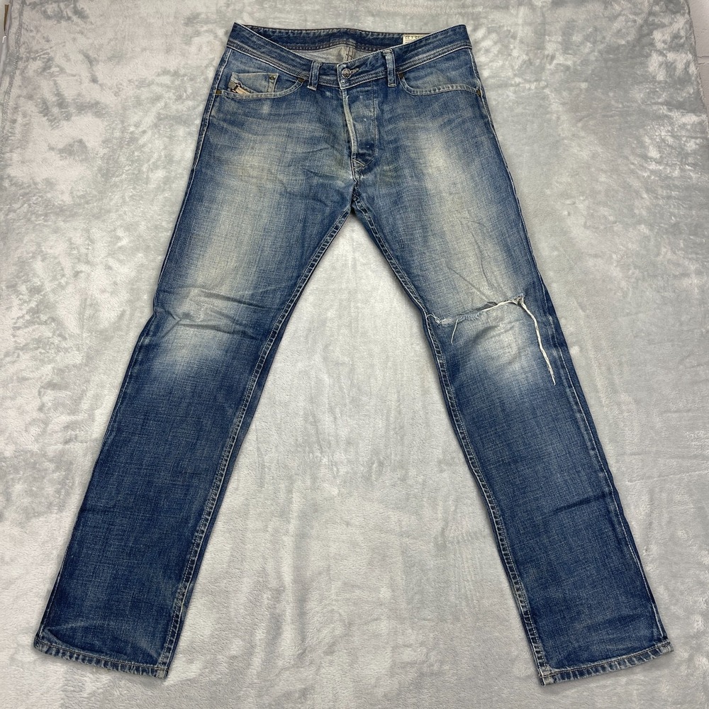 Diesel Jeans Mens 32x32 Blue Denim Darron Regular Slim Tapered Leg Grunge 0074W